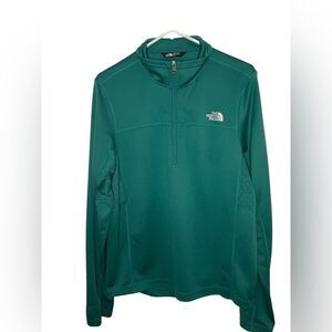 The North Face  men’s 1/2 Zip Solid Green Polyester Flash Dry Pullover Size Med